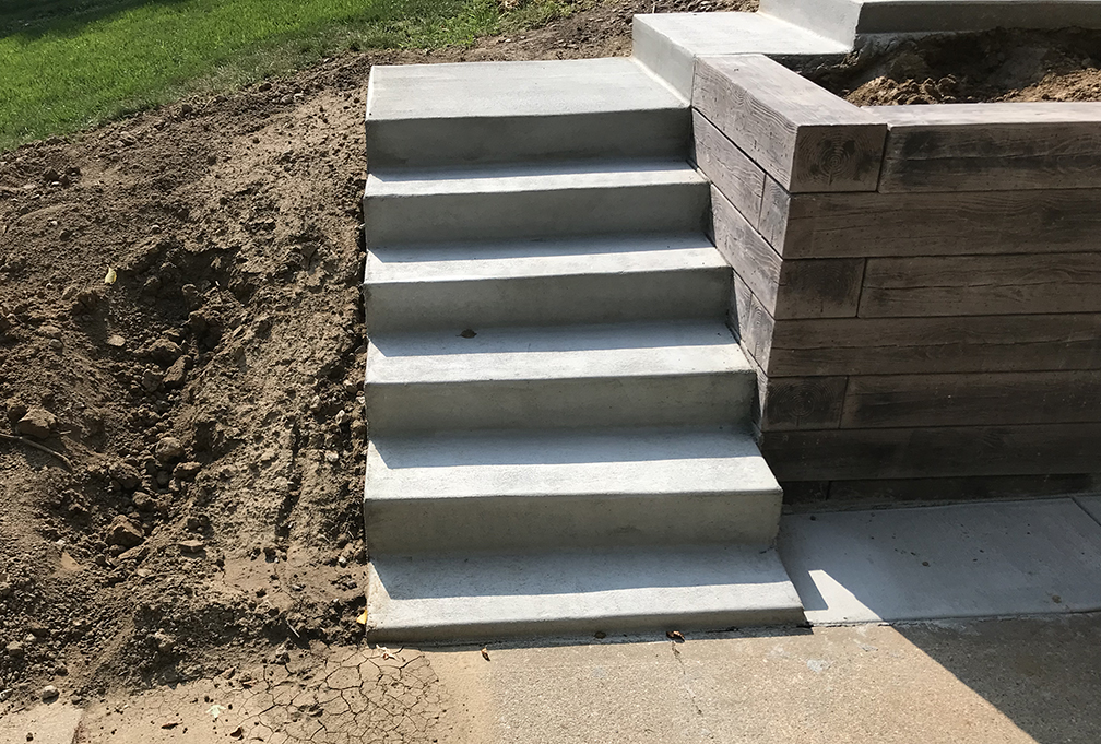 concrete steps, sidewalks, retaining wall