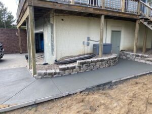 cement walkway and small utility retaining wall 2